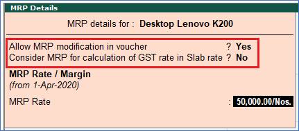 Setting MRP details in Stock Items using TallyERP9